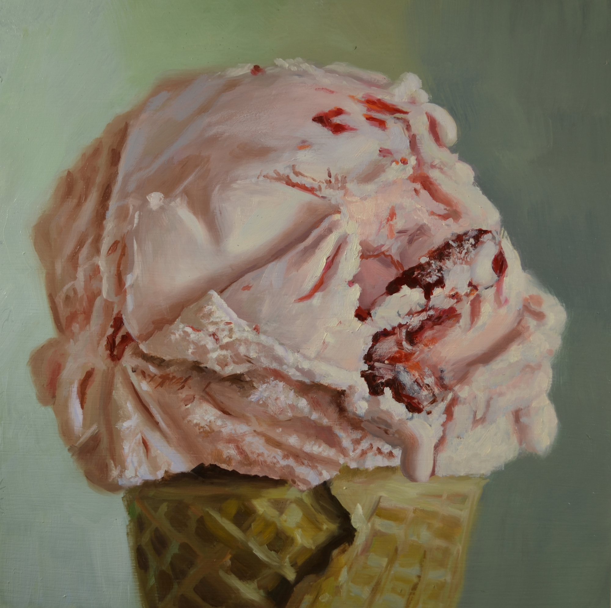 Strawberry Cone, oil on wood panel, 14" x 14", 2017.
